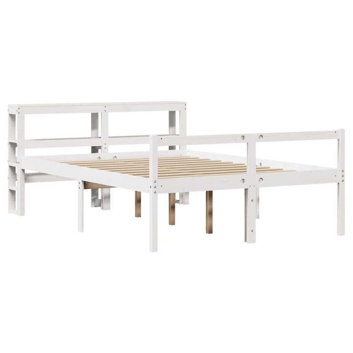 seniorseng med sengegavl 150x200 cm massivt fyrretræ hvid