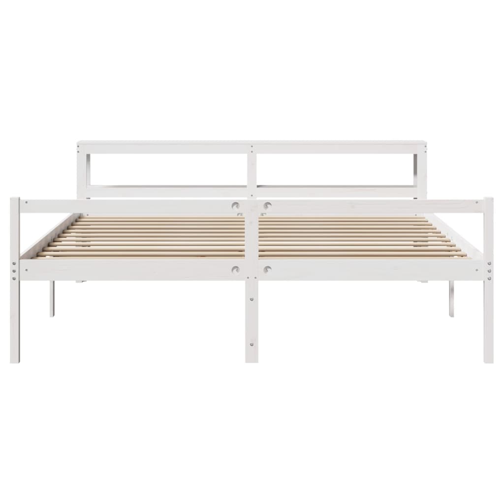 seniorseng med sengegavl 180x200 cm massivt fyrretræ hvid