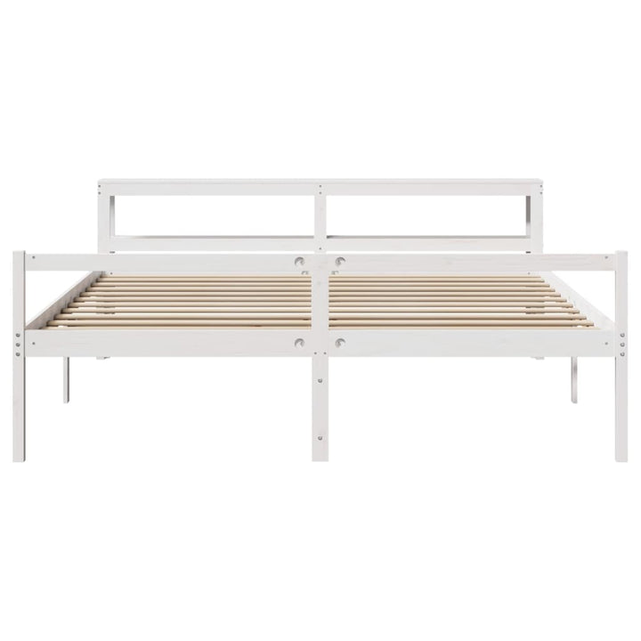 seniorseng med sengegavl 180x200 cm massivt fyrretræ hvid