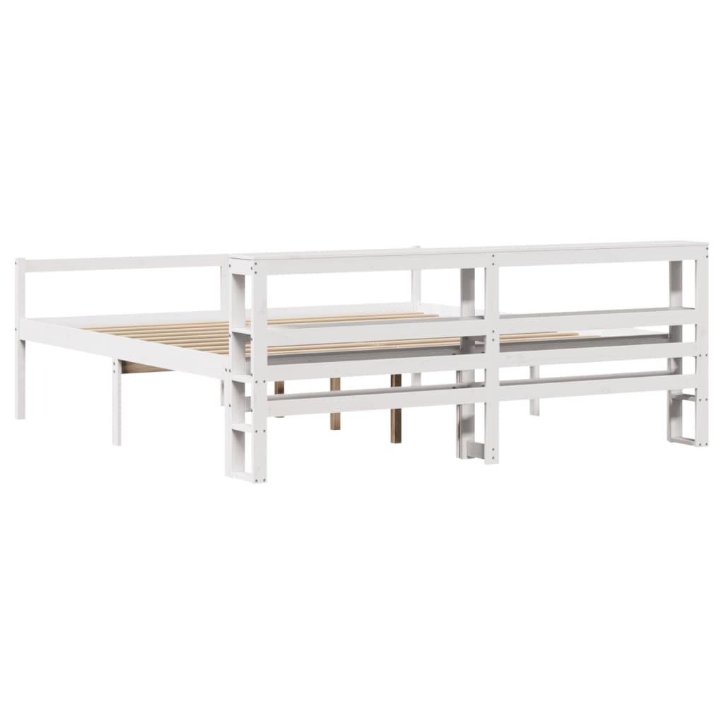 seniorseng med sengegavl 180x200 cm massivt fyrretræ hvid
