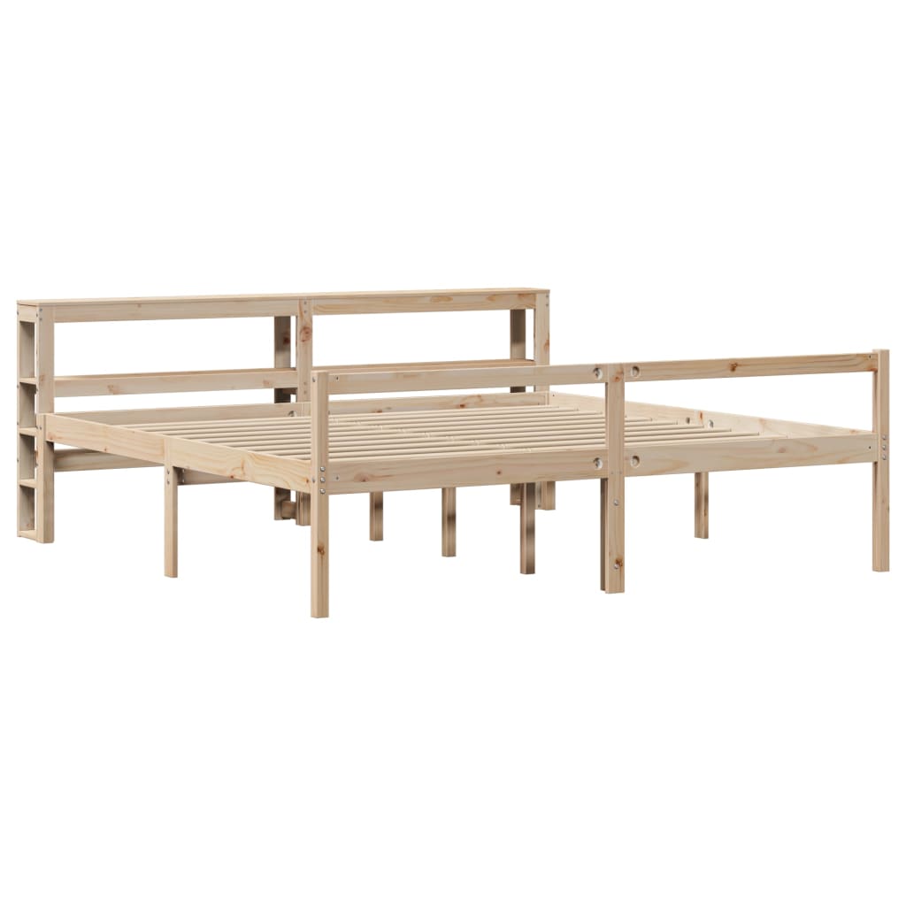 seniorseng med sengegavl 200x200 cm massivt fyrretræ