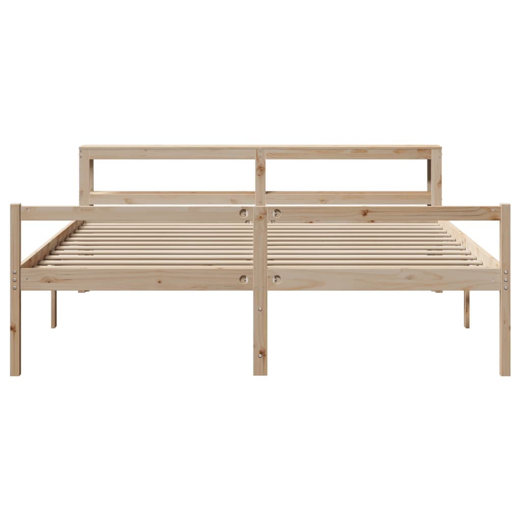 seniorseng med sengegavl 200x200 cm massivt fyrretræ