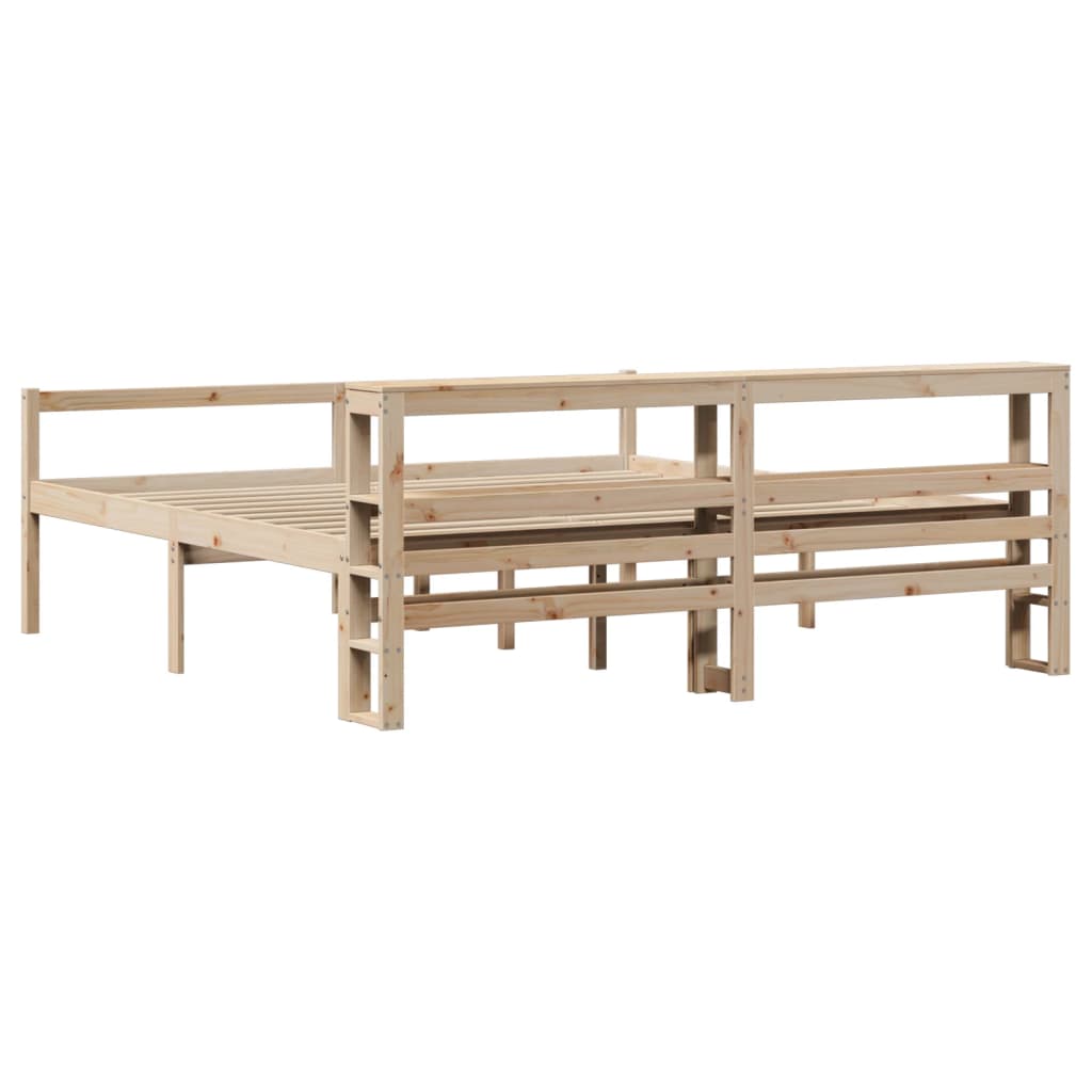 seniorseng med sengegavl 200x200 cm massivt fyrretræ