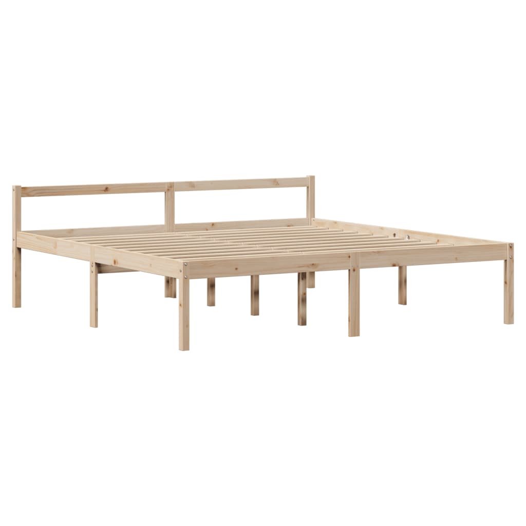 seniorseng med sengegavl 200x200 cm massivt fyrretræ