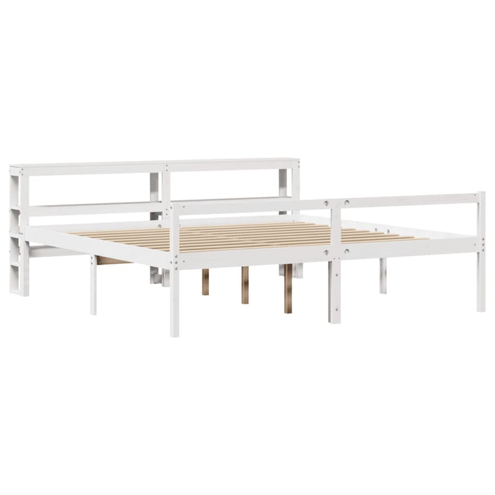 seniorseng med sengegavl 200x200 cm massivt fyrretræ hvid