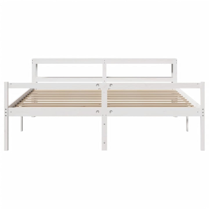 seniorseng med sengegavl 200x200 cm massivt fyrretræ hvid