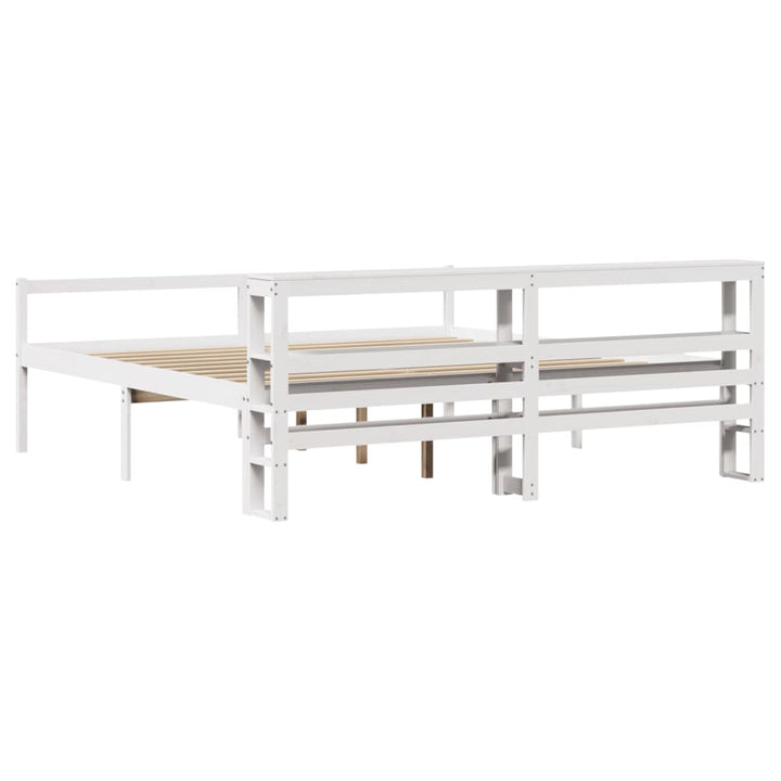 seniorseng med sengegavl 200x200 cm massivt fyrretræ hvid