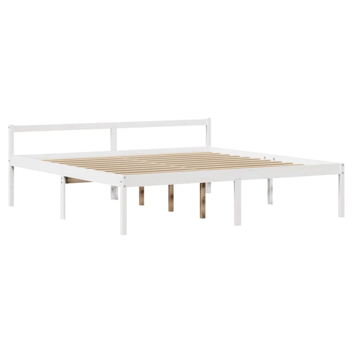 seniorseng med sengegavl 200x200 cm massivt fyrretræ hvid
