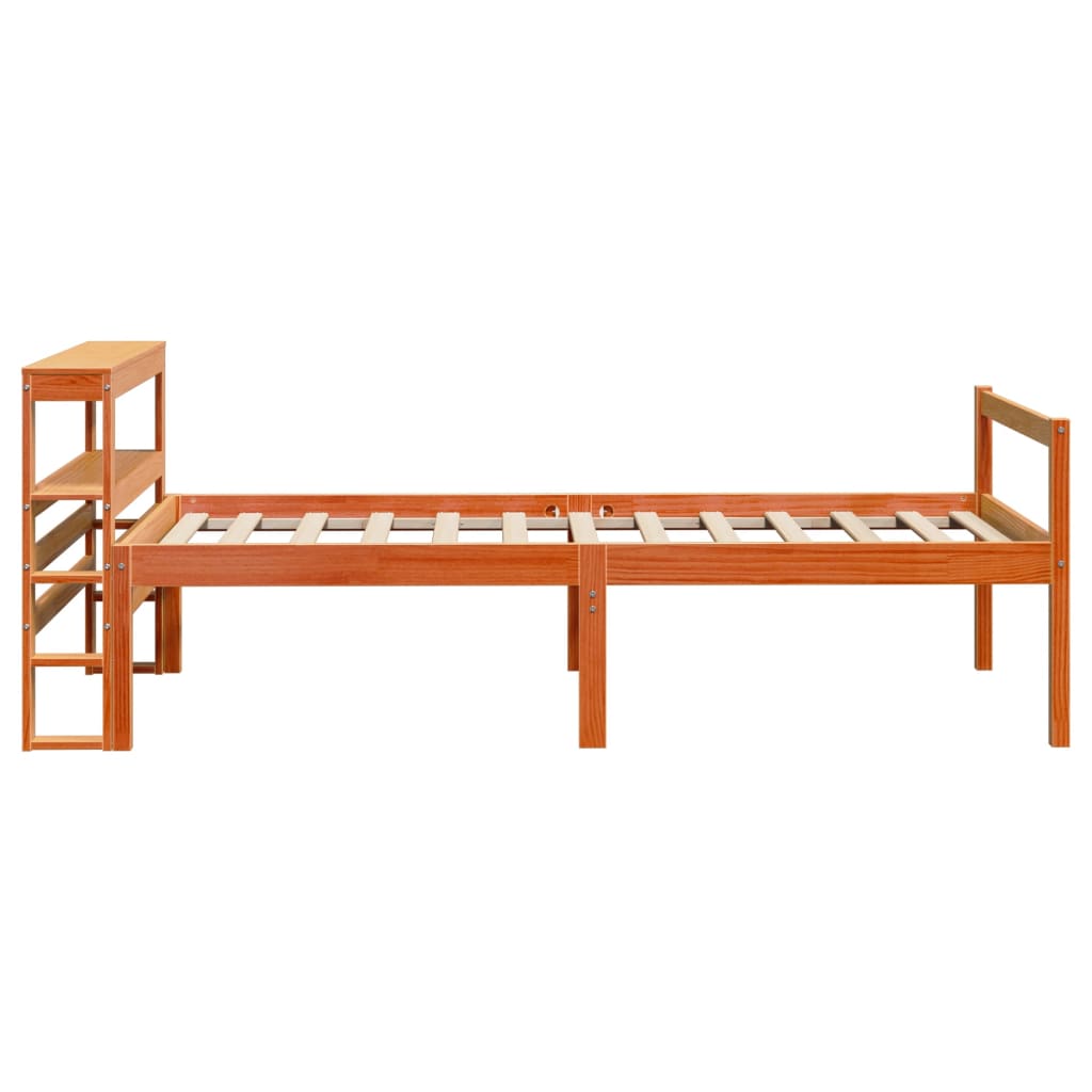 sengeramme med sengegavl 75x190 cm massivt fyrretræ gyldenbrun