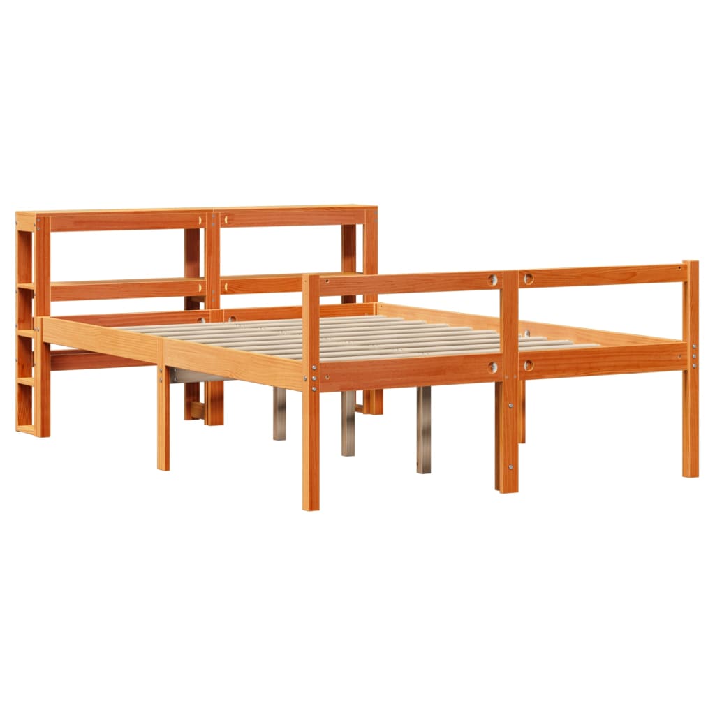 sengeramme med sengegavl 120x190 cm massivt fyrretræ gyldenbrun
