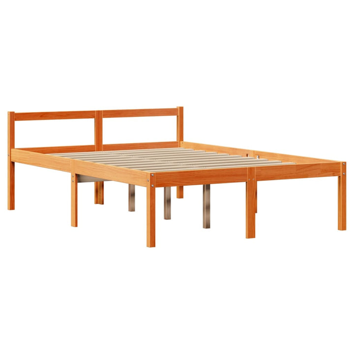 sengeramme med sengegavl 120x190 cm massivt fyrretræ gyldenbrun