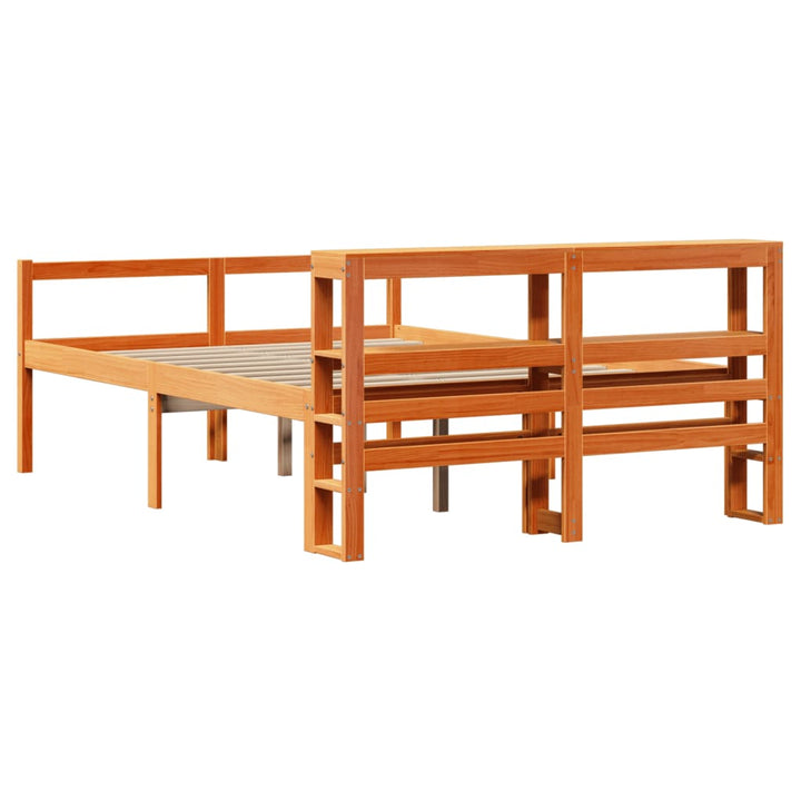 sengeramme med sengegavl 120x200 cm massivt fyrretræ gyldenbrun