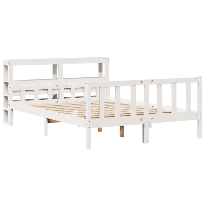 sengeramme uden madras 150x200 cm massivt fyrretræ hvid