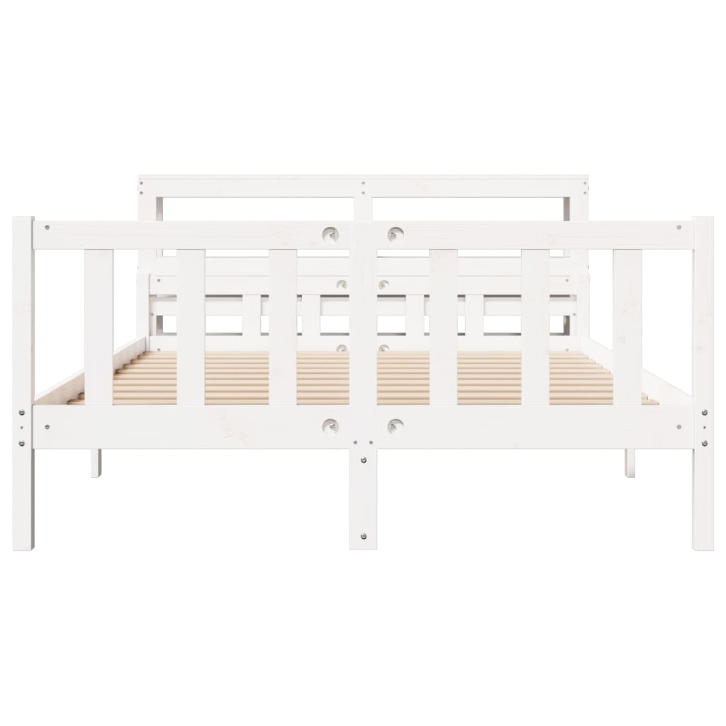 sengeramme uden madras 150x200 cm massivt fyrretræ hvid