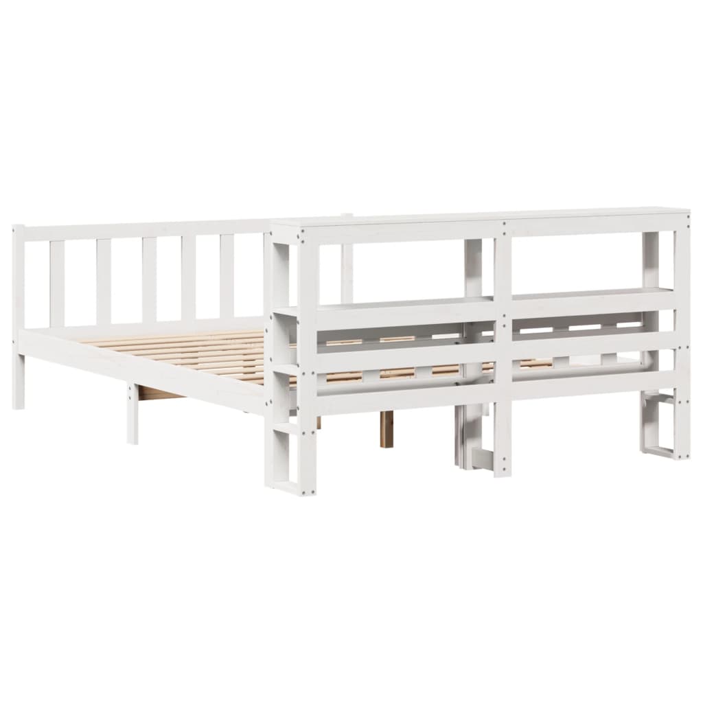 sengeramme uden madras 150x200 cm massivt fyrretræ hvid