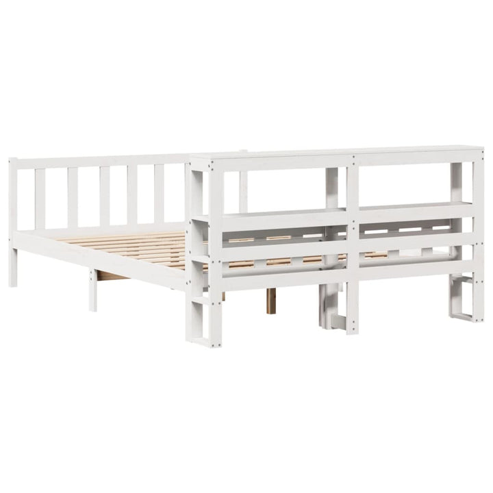 sengeramme uden madras 150x200 cm massivt fyrretræ hvid