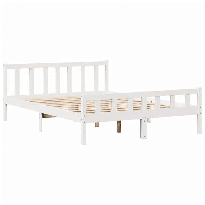 sengeramme uden madras 150x200 cm massivt fyrretræ hvid