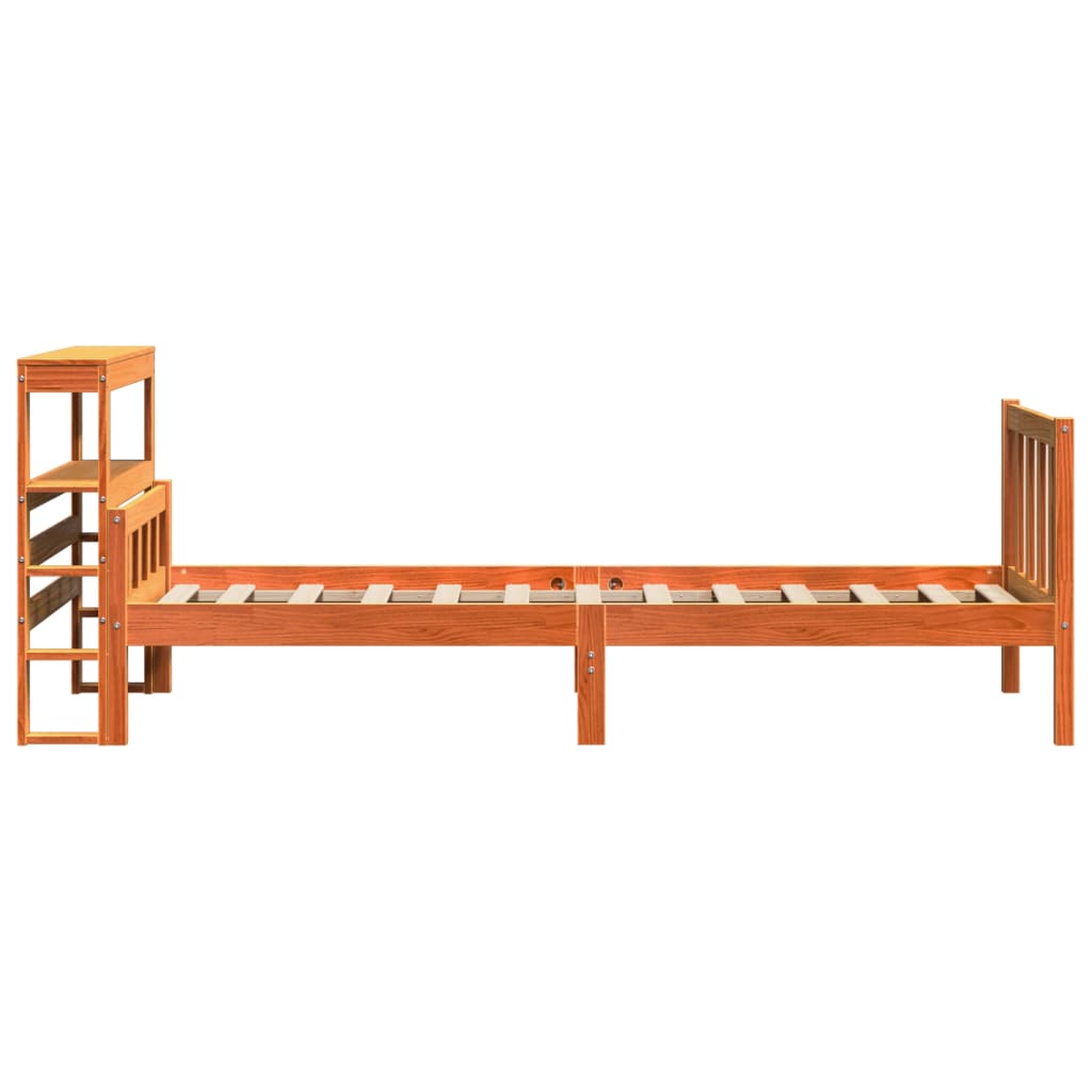sengeramme med sengegavl 75x190 cm massivt fyrretræ gyldenbrun