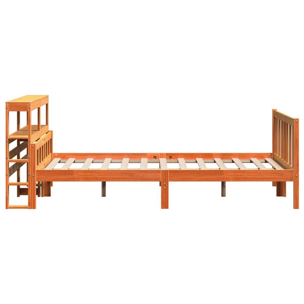 sengeramme med sengegavl 160x200 cm massivt fyrretræ gyldenbrun