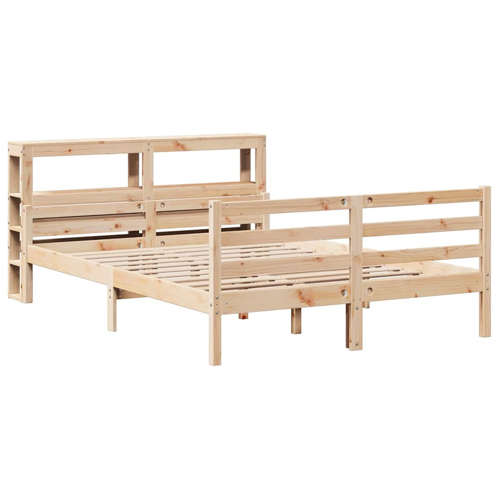 sengeramme med sengegavl 140x190 cm massivt fyrretræ