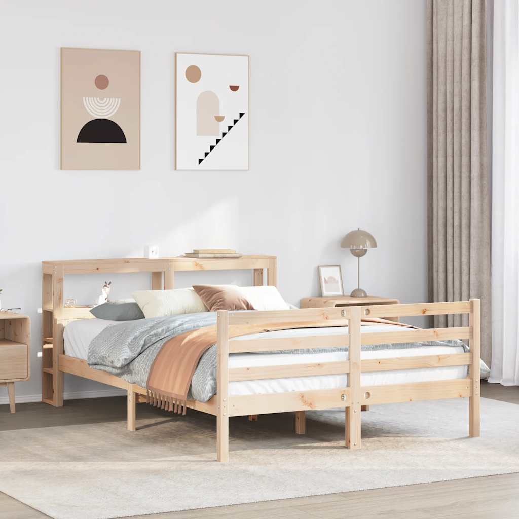 sengeramme med sengegavl 140x190 cm massivt fyrretræ