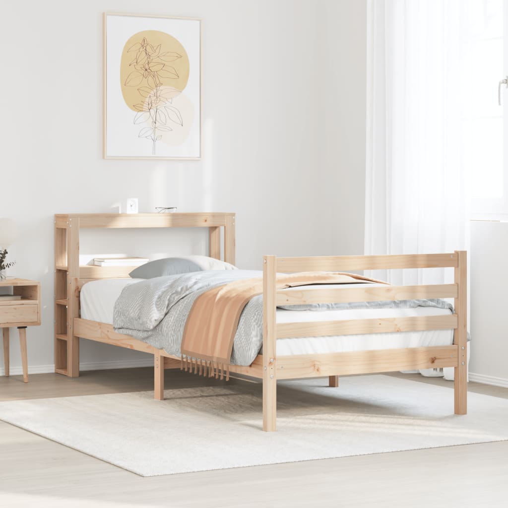 sengeramme med sengegavl 90x200 cm massivt fyrretræ
