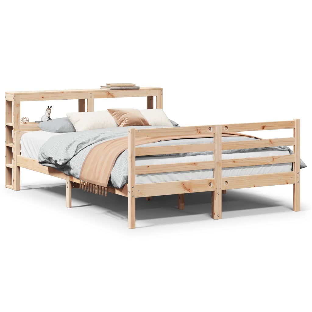 sengeramme med sengegavl 140x200 cm massivt fyrretræ hvid