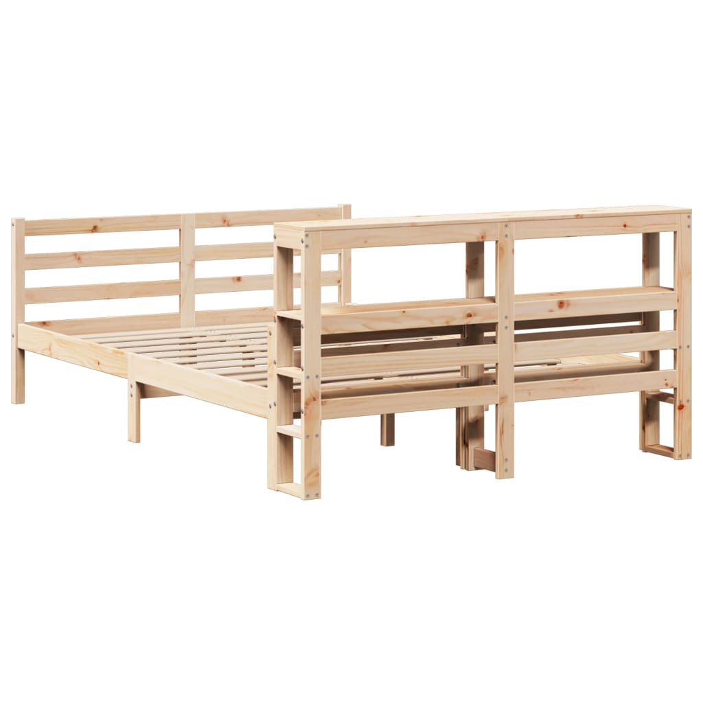 sengeramme med sengegavl 140x200 cm massivt fyrretræ hvid