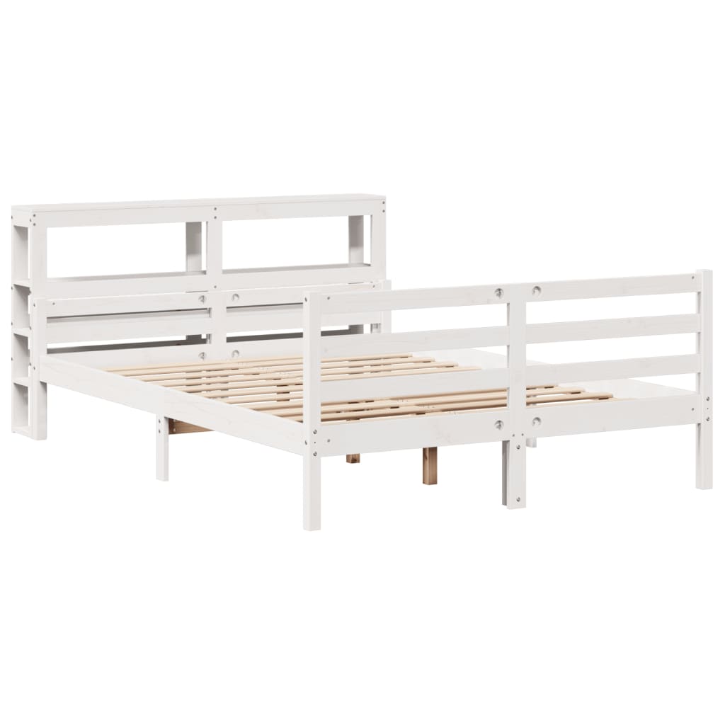 Sengeramme med hovedgærde uden madras Hvid 140x200 cm