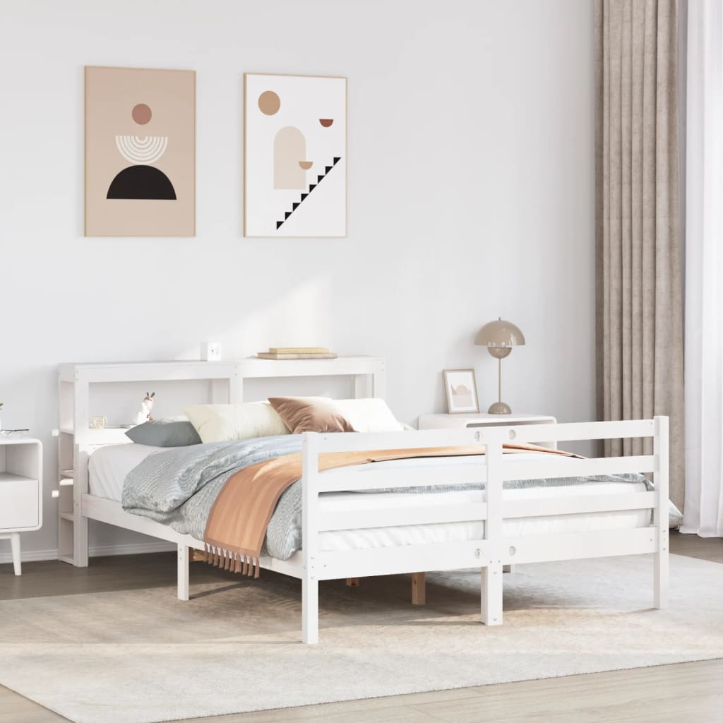 Sengeramme med hovedgærde uden madras Hvid 140x200 cm