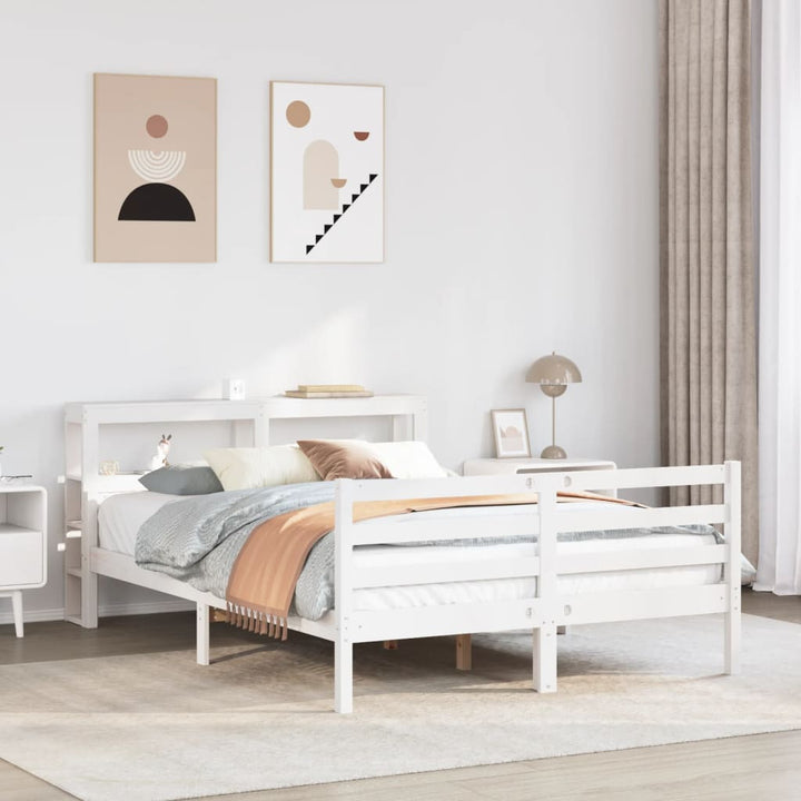 Sengeramme med hovedgærde uden madras Hvid 140x200 cm