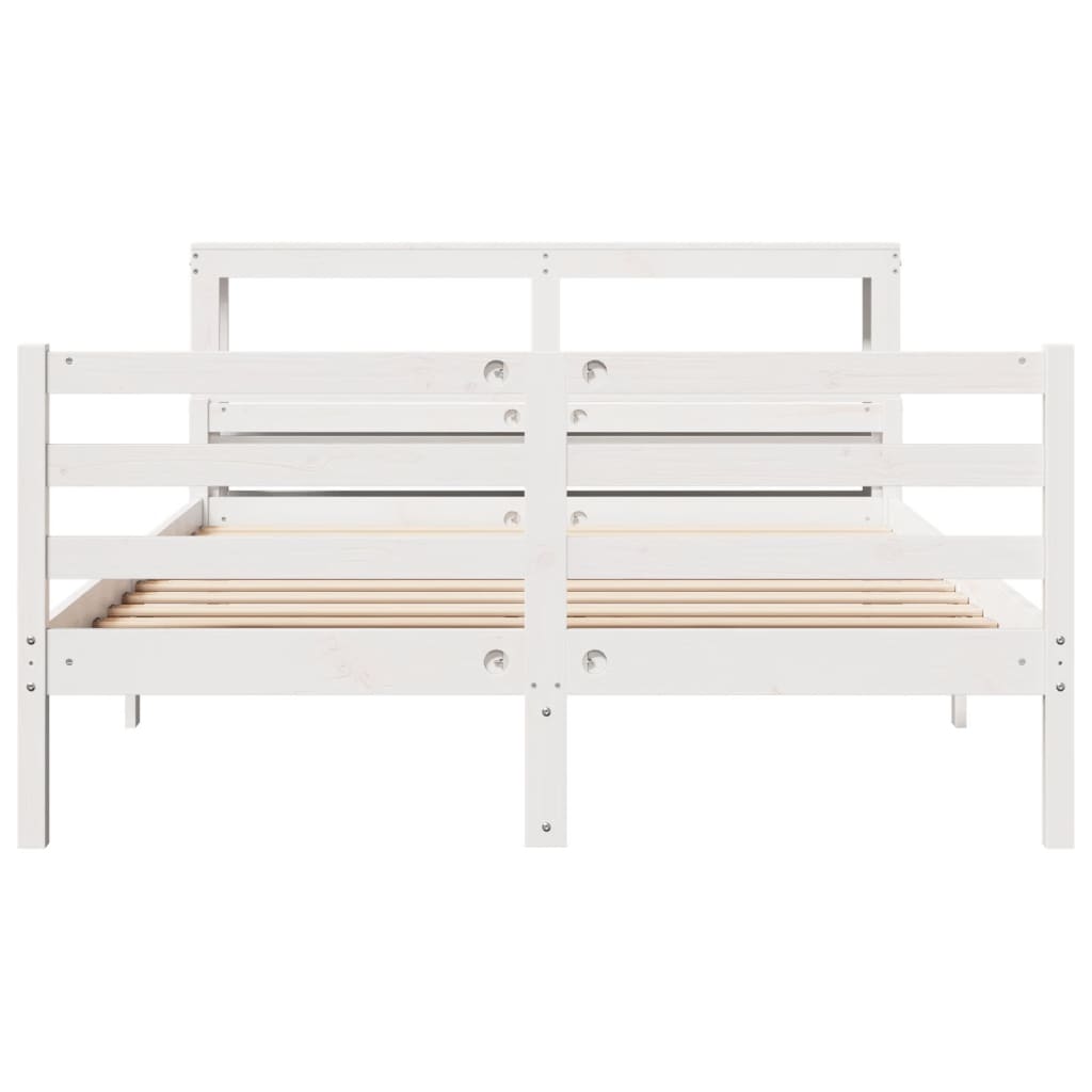 sengeramme med sengegavl 150x200 cm massivt fyrretræ hvid