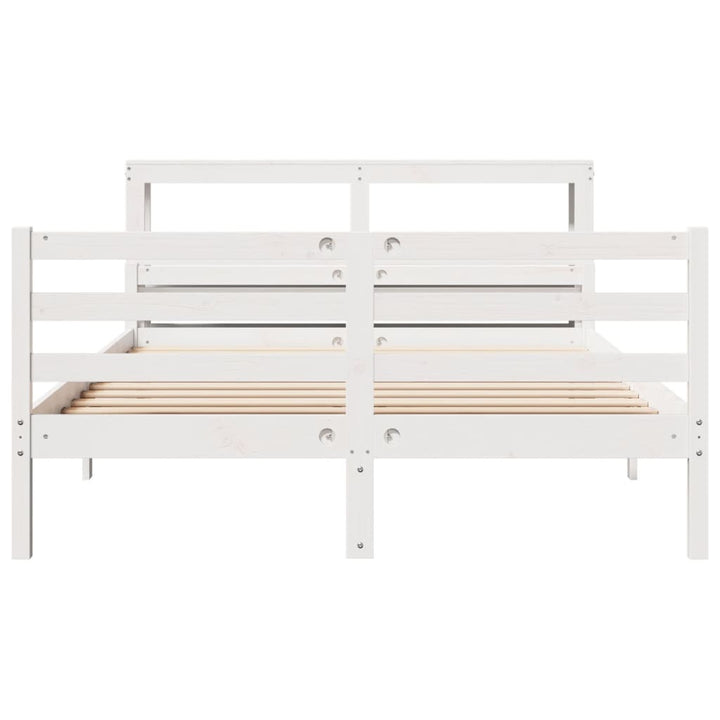 sengeramme med sengegavl 150x200 cm massivt fyrretræ hvid