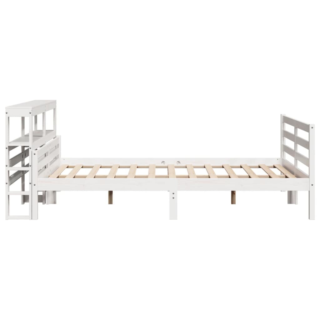 sengeramme med sengegavl 150x200 cm massivt fyrretræ hvid