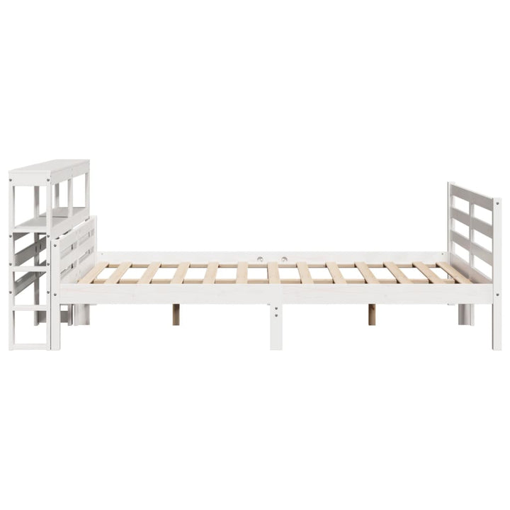 sengeramme med sengegavl 150x200 cm massivt fyrretræ hvid