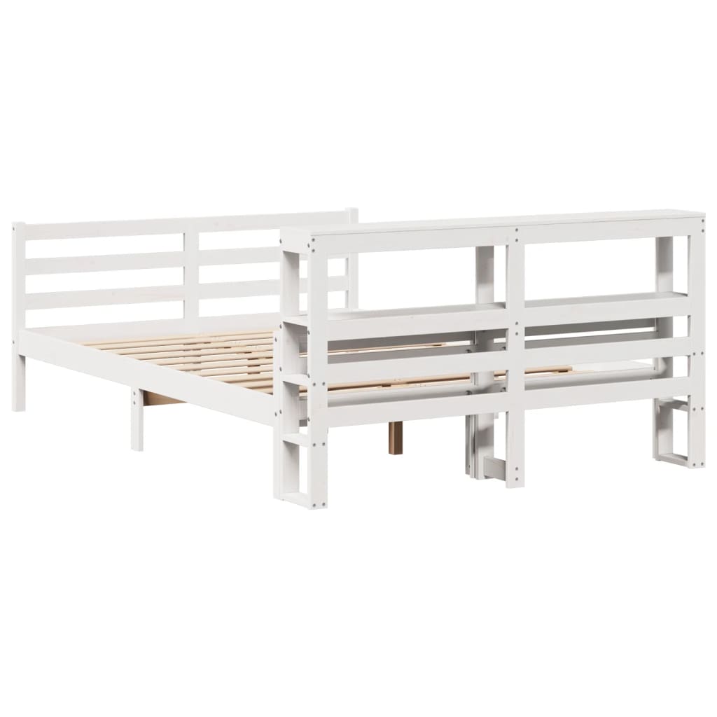 sengeramme med sengegavl 150x200 cm massivt fyrretræ hvid