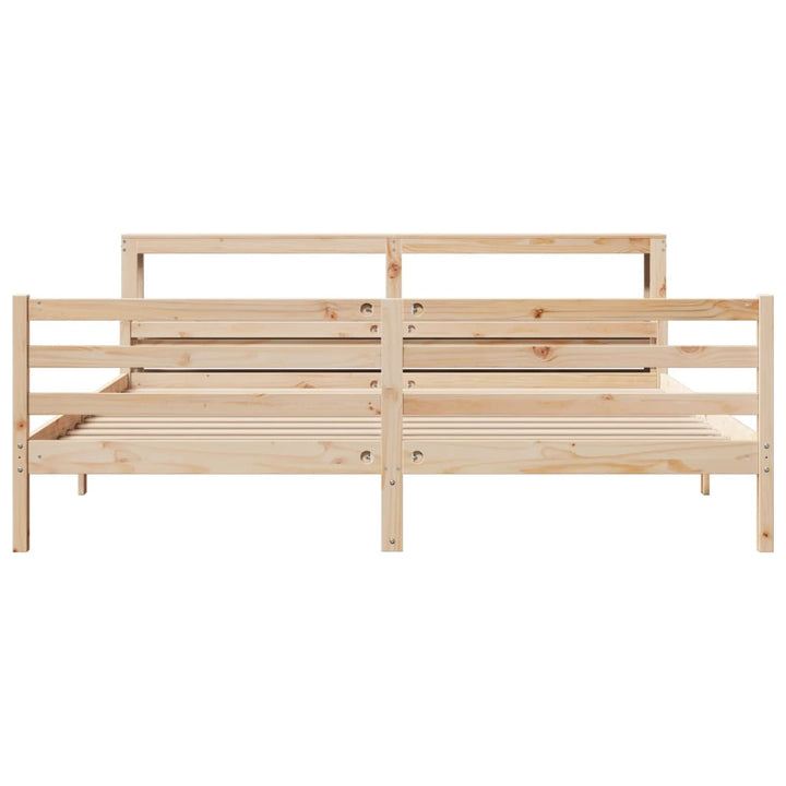 sengeramme med sengegavl 200x200 cm massivt fyrretræ
