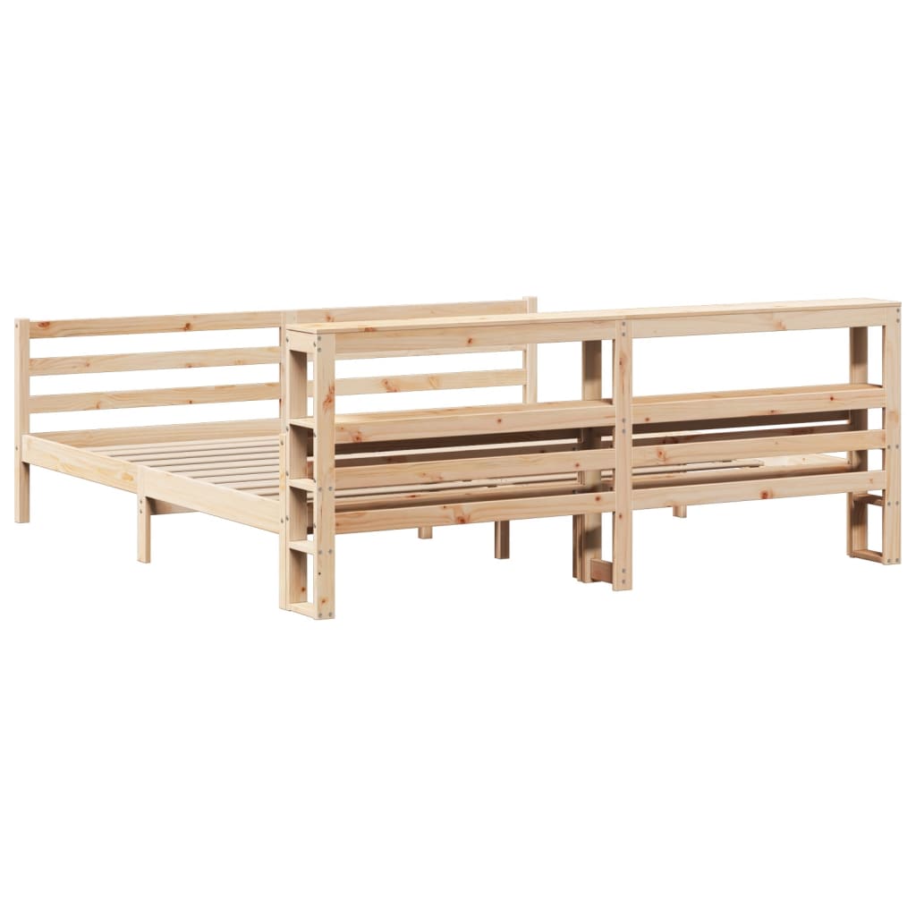 sengeramme med sengegavl 200x200 cm massivt fyrretræ