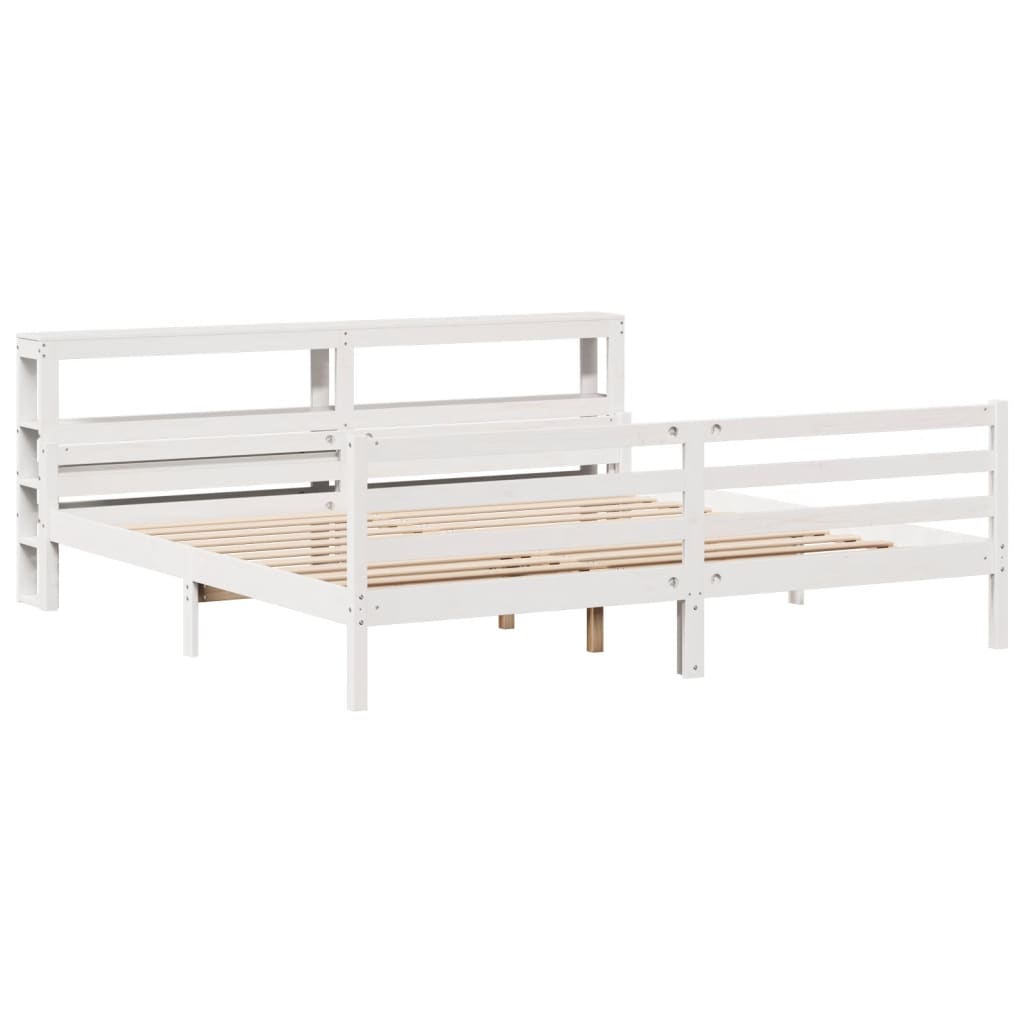Sengeramme med hovedgærde uden madras Hvid 200x200 cm