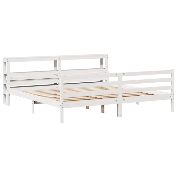 Sengeramme med hovedgærde uden madras Hvid 200x200 cm