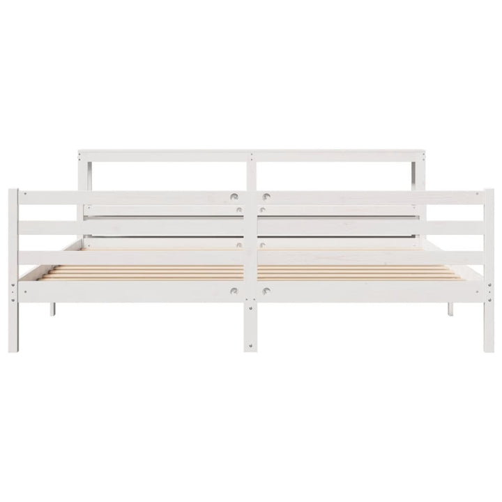 Sengeramme med hovedgærde uden madras Hvid 200x200 cm
