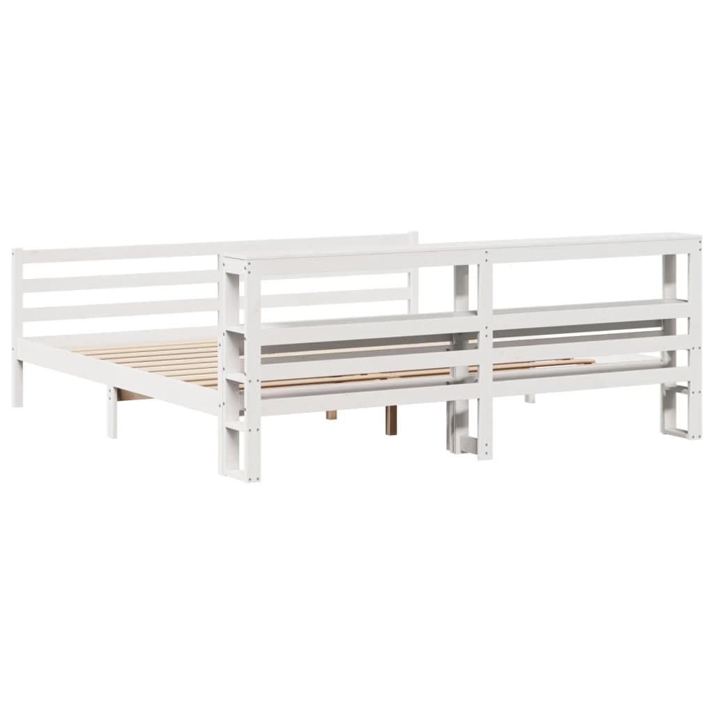 Sengeramme med hovedgærde uden madras Hvid 200x200 cm