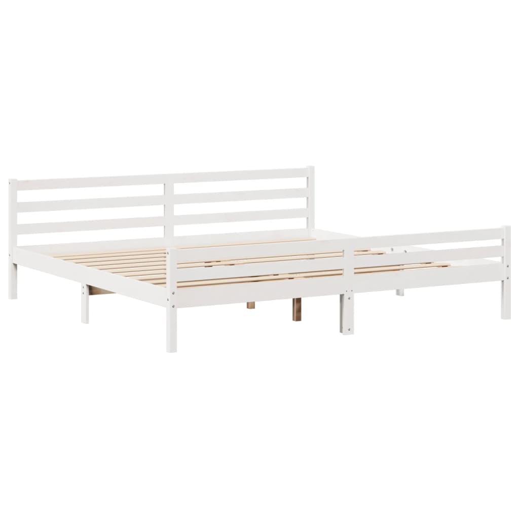 Sengeramme med hovedgærde uden madras Hvid 200x200 cm