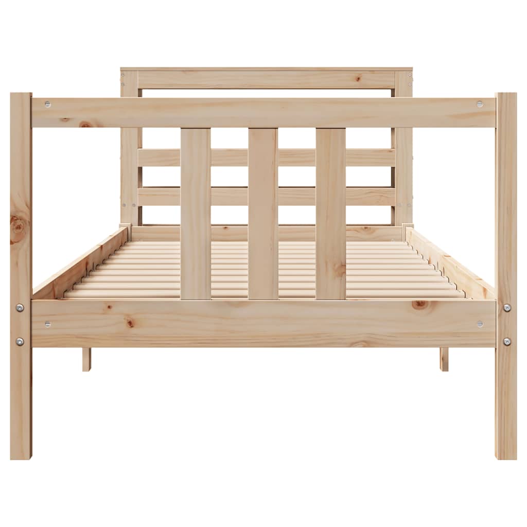 sengeramme med sengegavl 75x190 cm massivt fyrretræ