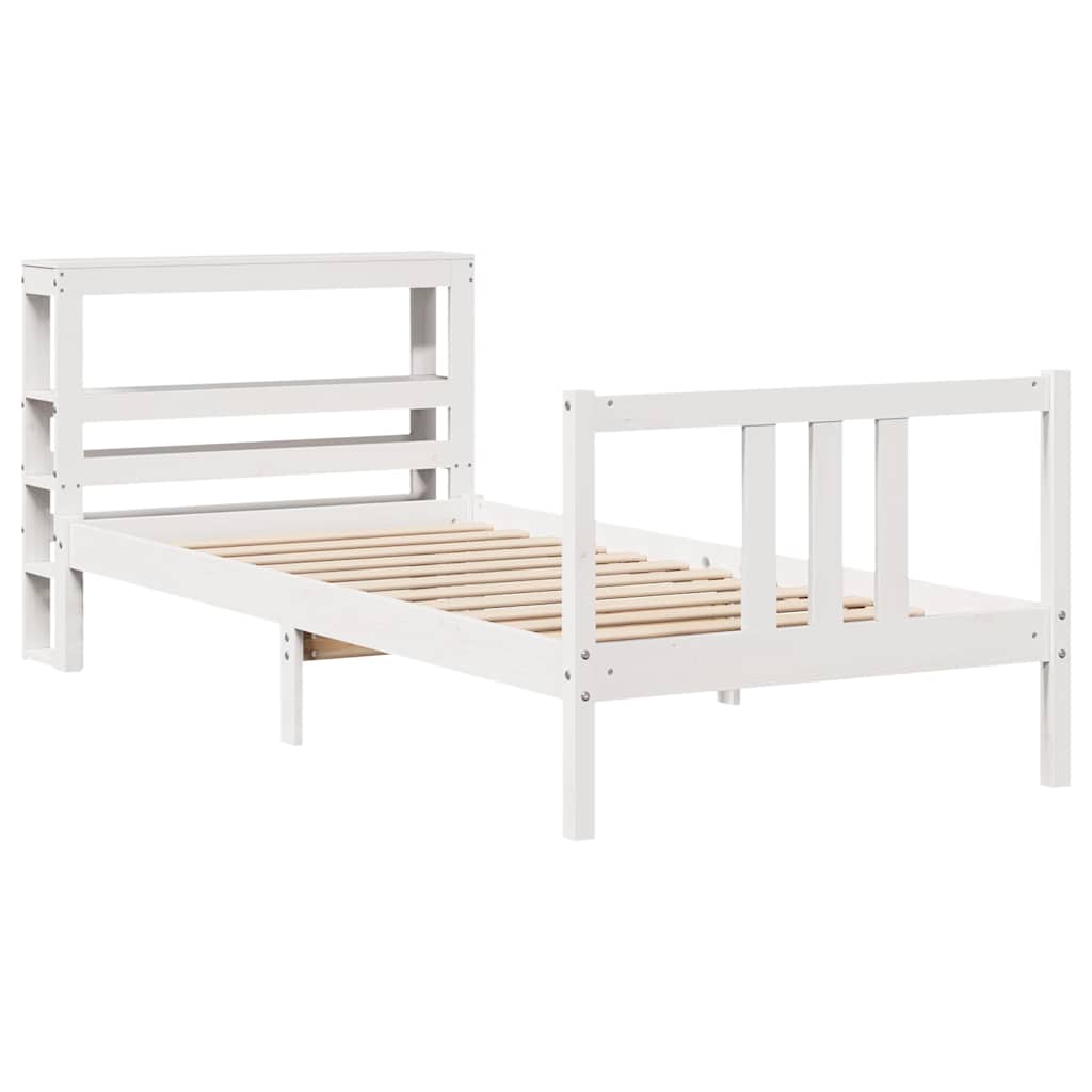 Sengeramme med hovedgærde uden madras Hvid 90x200 cm