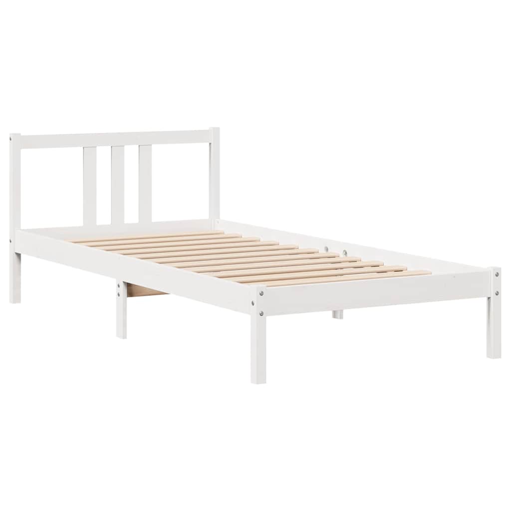 Sengeramme med hovedgærde uden madras Hvid 90x200 cm