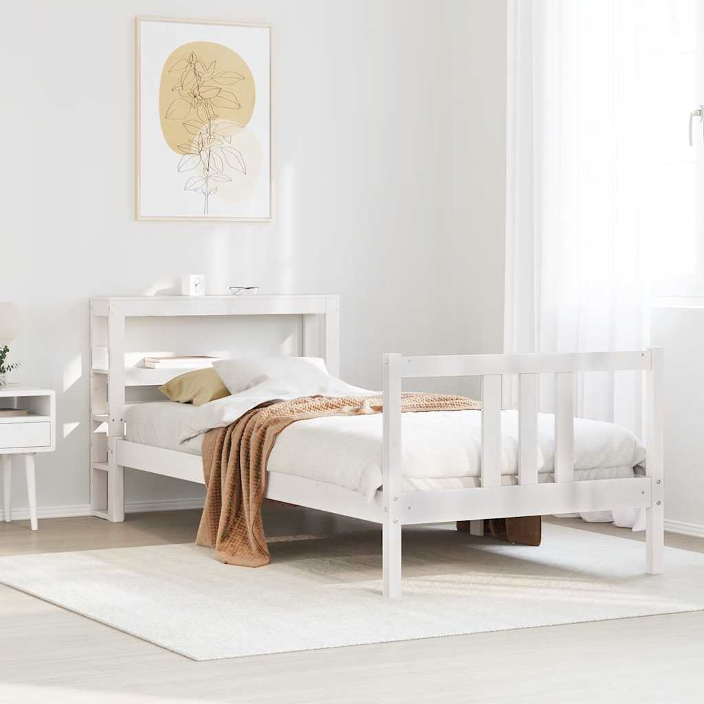 Sengeramme med hovedgærde uden madras Hvid 90x200 cm
