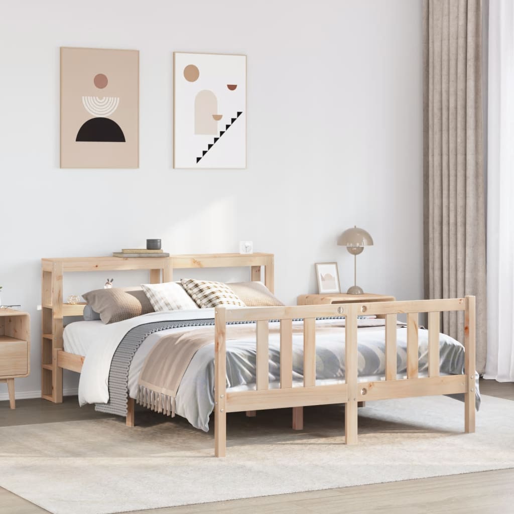 sengeramme med sengegavl 120x200 cm massivt fyrretræ hvid