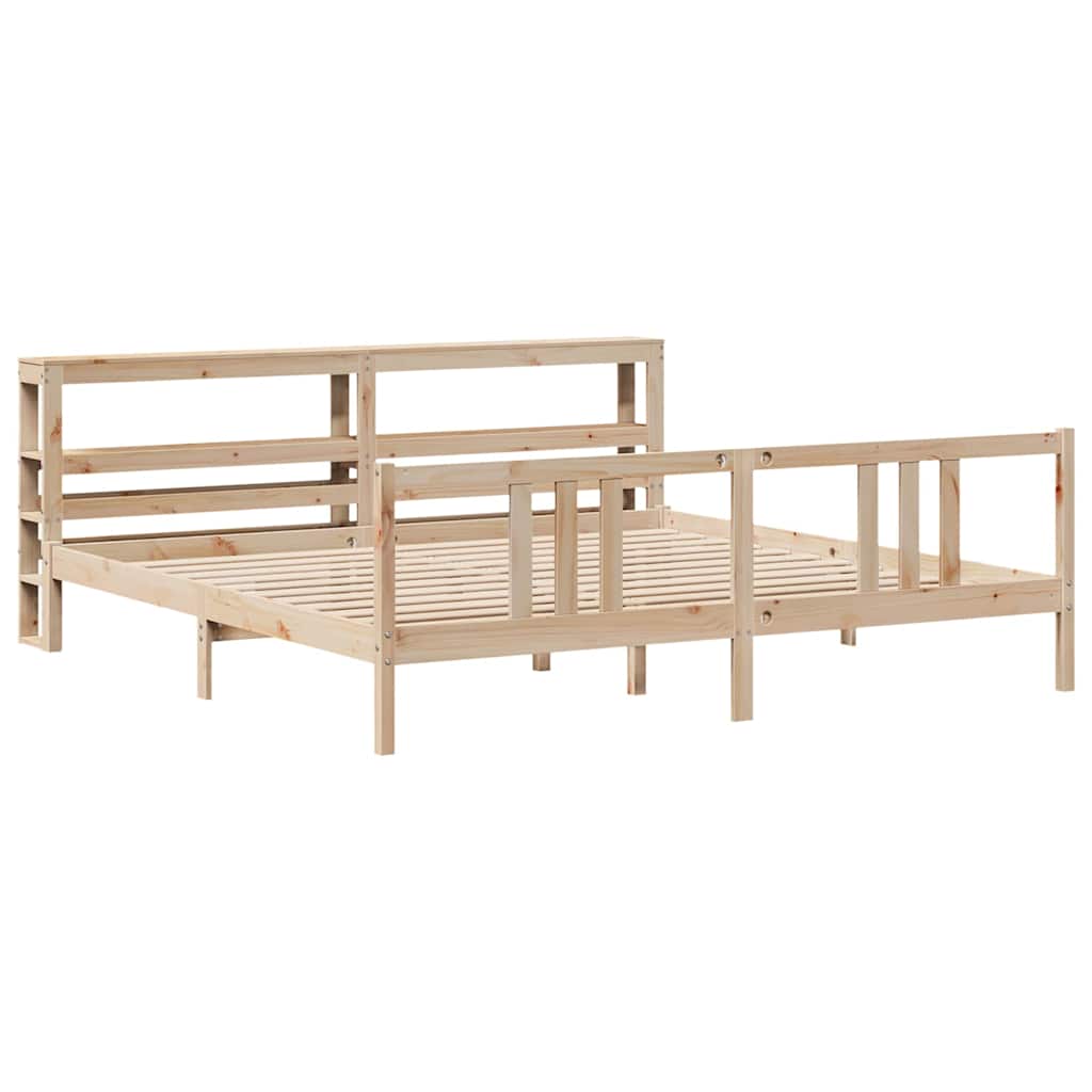 sengeramme med sengegavl 200x200 cm massivt fyrretræ