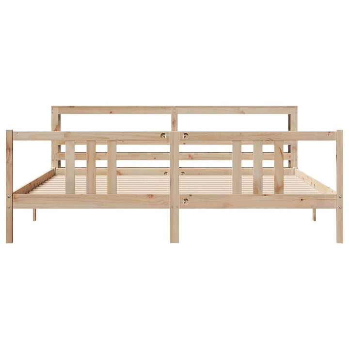 sengeramme med sengegavl 200x200 cm massivt fyrretræ